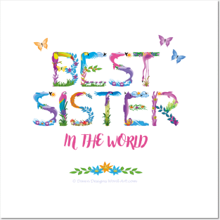 Best Sister In The World - tropical wordart Posters and Art